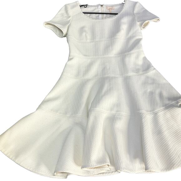 Rebecca Taylor White Knit Piqué A-Line Flutter Hem Dress  Sizes 6,8,14 NWT - Picture 7 of 11